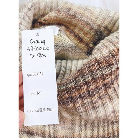 NWT Ponsesa Sz M Striped Cowl Neck Knit Sweater Circle Hem Multi Womens NEW - Picture 6 of 7